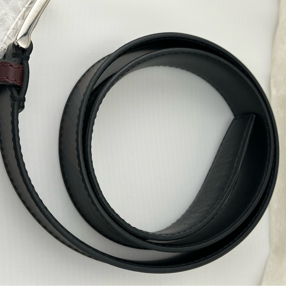 Womens Burberry Canvas/Leather Belt with Silver Buckle - Picture 3 of 15